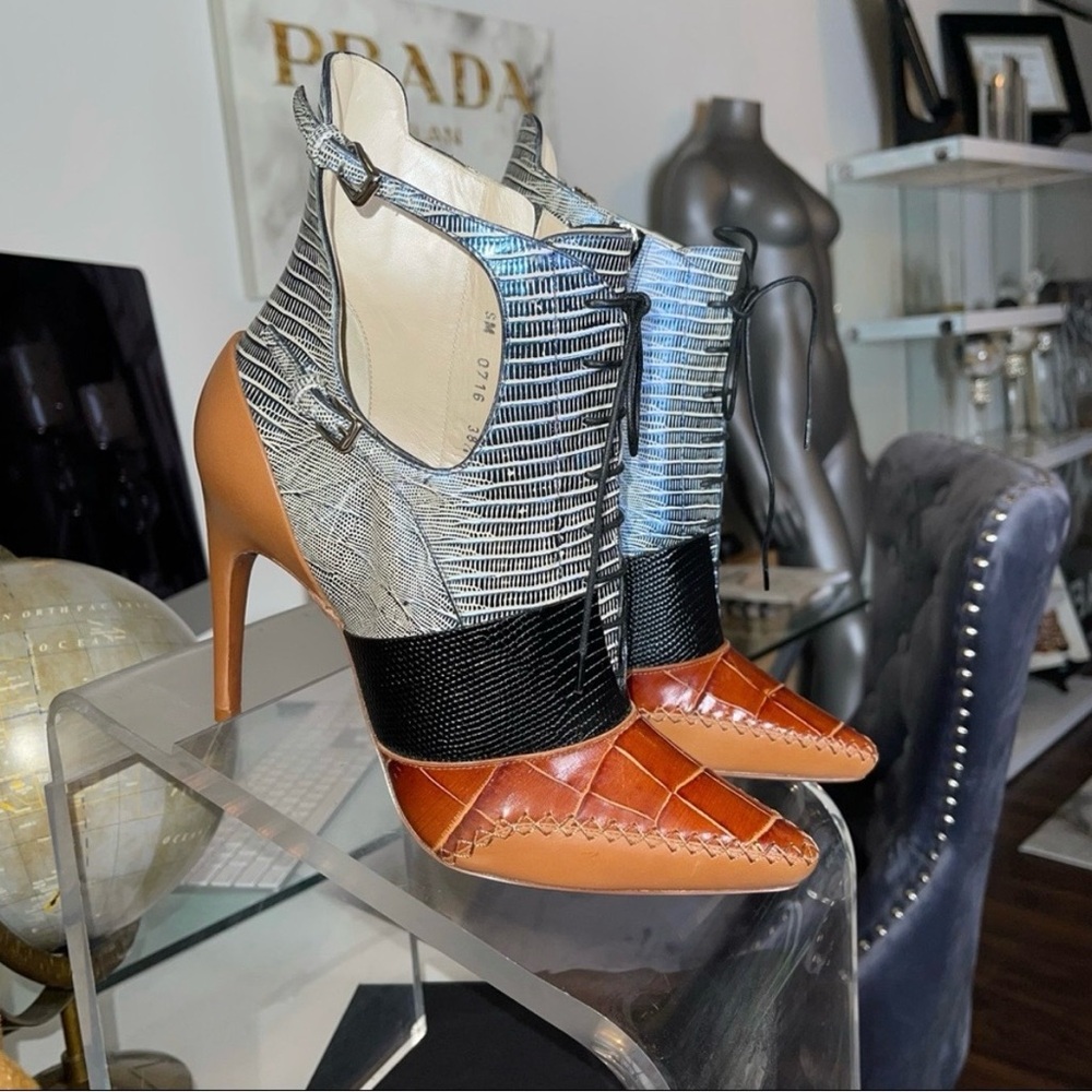 New Dior Nomad Lizard Croc Embossed Leather Bootie